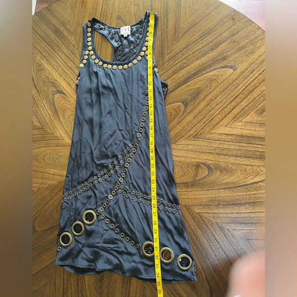 Haute Hippie Black Silk Sheath Dress with brass rivet design Size S - Picture 7 of 11